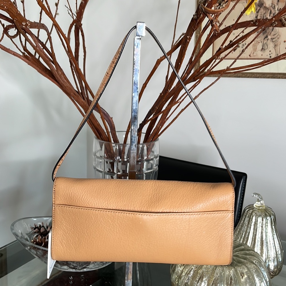 Calvin Klein Tan Leather Shoulder Bag Convertible Clutch - Picture 3 of 6